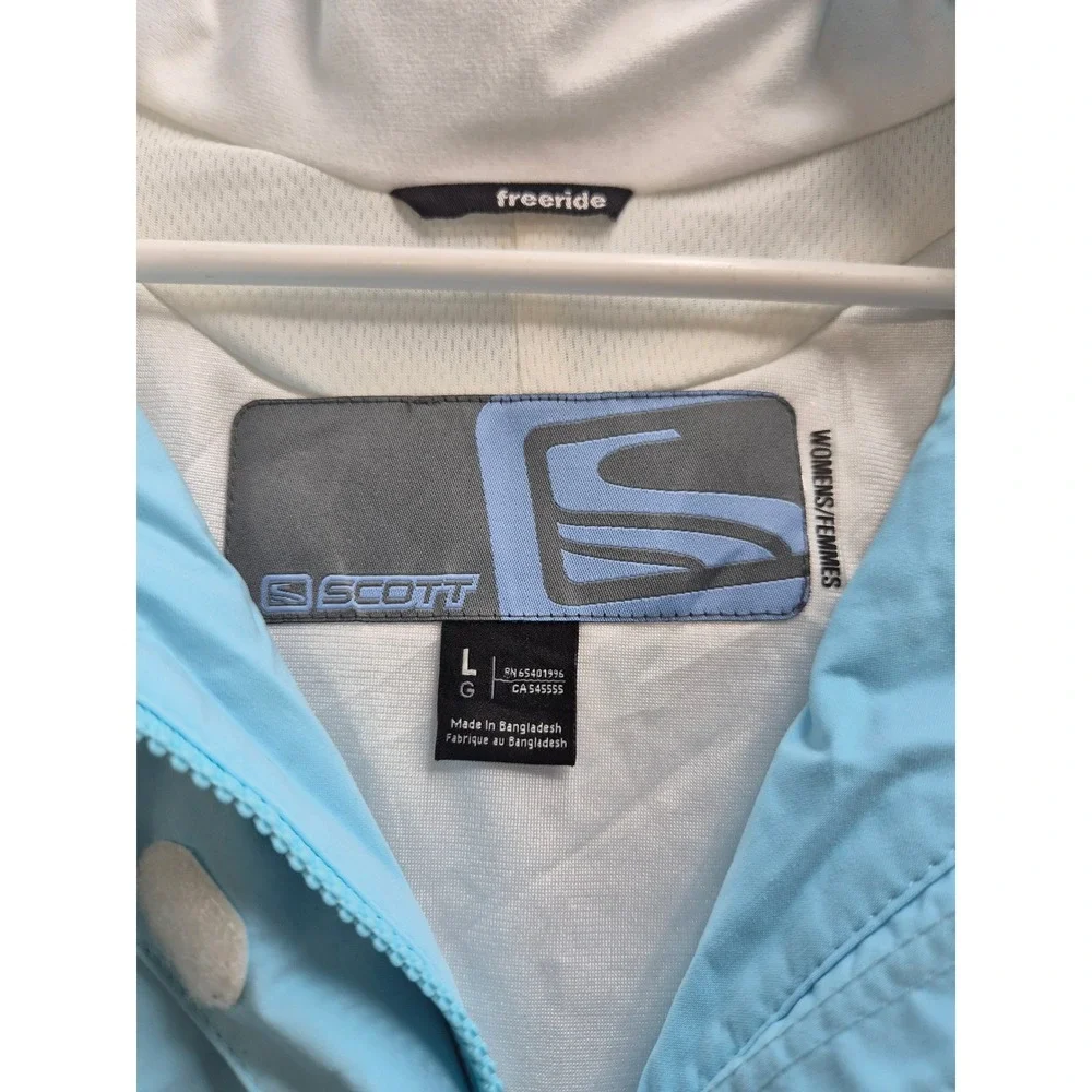 Freeride Scott Ski Jacket Womens L Blue White Mock Neck Raglan Sleeve Full Zip